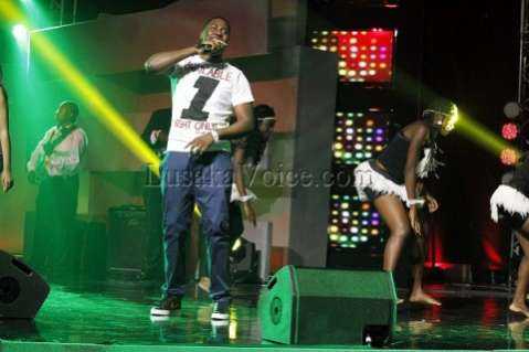 Hip Hop artist SlapDee performs during the Zambian Music Awards at government complex in Lusaka on Friday Night
