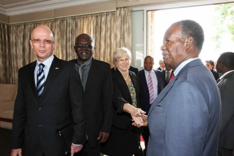 Meeting with members of the Diplomatic Corps accredited to Zambia — at State House, Lusaka, Zambia.