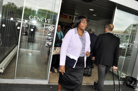 First Lady Dr Christine Kaseba on arrival at Geneva Airport for the World Health Assembly on May 19,2014