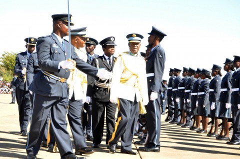 President Sata during the ZAF commissioning Parade in Livingstone on May 9,2014 -Picture by THOMAS NSAMA