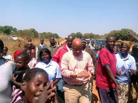 Dr Nevers Mumba arriving in Mangango