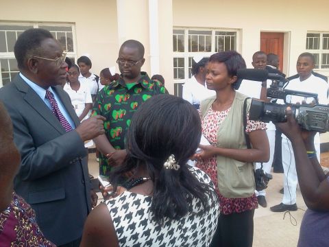 Radio Mano and ZANIS Ksm, interviewing Minister of Health Dr Joseph Kasonde shortly after commissioning Kasama General Hospital Nurses Flats