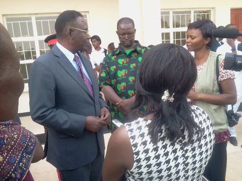 Radio Mano and ZANIS Ksm, interviewing Minister of Health Dr Joseph Kasonde shortly after commissioning Kasama General Hospital Nurses Flats