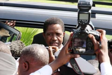 President Edgar Chagwa Lungu at Chawama Basic school on March 10,2015, where he witnessed the filling in of nomination papers of Chawama Constituency PF Parliamentary Candidate Lawrence Sichalwe for Chawama Constituency by Elections Slated for April 14 -Picture by THOMAS NSAMA / State House