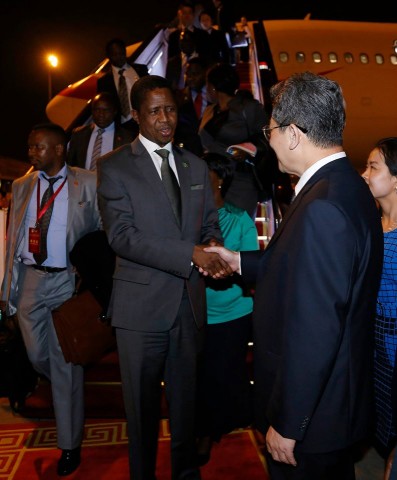 President Edgar Chagwa Lungu has arrived in Shenzhen, China aboard Hainan airlines on continued State Visit on March 31, 2015. The plane carrying the President touched down at Shenzhen Airport at 20:53 hours ( China Time) -Pictures by THOMAS NSAMA AND EDDIE MWANALEZA