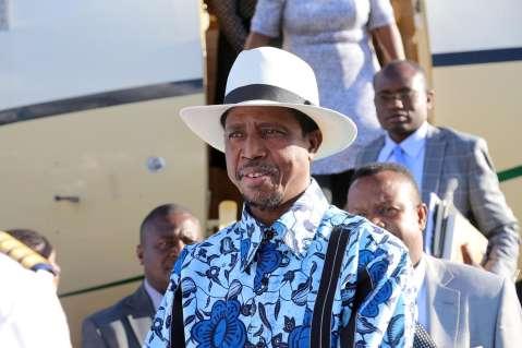 President Lungu upon arrival at Lusaka's Kenneth Kaunda International Airport from South Africa on March 15,2015 -Picture by EDDIE MWANALEZA