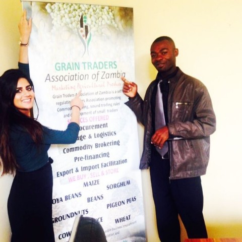 Sonia and her work partner Chanda who work for the Grain Traders Association of Zambia (GTAZ)