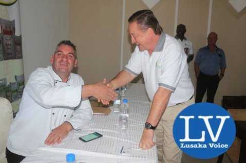 Newly appointed Lusaka Grand Hotel Executive Chef Eric Buitendjik and Superior Milling CEO Peter Cottan. - Photo Credit Jean Mandela - Lusakavoice.com