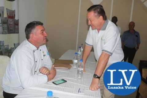Newly appointed Lusaka Grand Hotel Executive Chef Eric Buitendjik and Superior Milling CEO Peter Cottan. - Photo Credit Jean Mandela - Lusakavoice.com