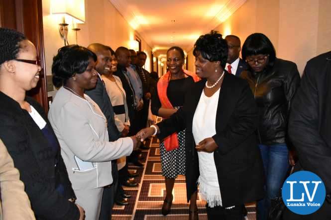 Zambia UN Mission diplomatic Staff welcoming the First Lady Mrs. Esther Lungu to New York on Saturday 11 March, 2017.