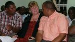 Western Province Minister Obvious Mwaliteta,Lawrence Evance and his wife chats awaiting his results