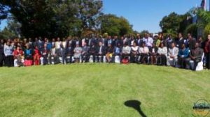 Vice president Guy Scott (c) Energy and Mines minister Yamfwa Mukanga(l) ,country manager IFC Saleem Karimjee, Tanzanian MP Mary Nagu and delegates of the Network of Reformers pose for a group photo at intercontinental hotel