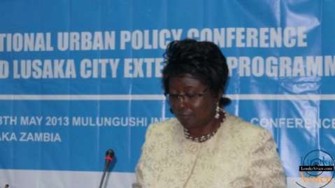 Local government minister Emerine Kabanshi at the National urban policy conference at Mulingushi conference centre -LuakaVoice.com