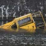 Amphibious tour bus sinks