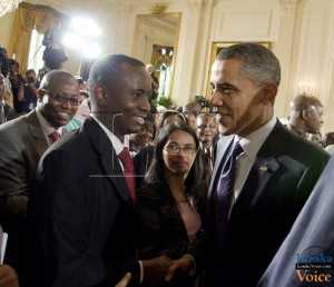 Mundia Paul Hakoola  Mundia Hakoola greets US President Barack Obama during the Presidents Forum with Young African Leaders in Washington 2010   LuakaVoice.com