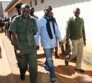 The Post editor Fred M'membe leaving court on Friday 4 June 2010 after receiving a four month prison sentence for contempt of court. Photo courtesy of The Post