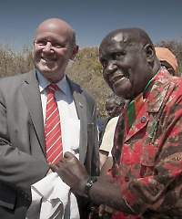 President Kaunda of Zambia and Seychelles Minister St.Ange meet in Livingstone