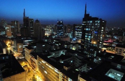 Photo taken on March 15, 2012 shows a night-view of Nairobi. At least four people have been killed and dozens of others wounded in an attack on an upmarket shopping mall in the Kenyan capital, an AFP reporter said. (AFP Photo:Tony Karumba)
