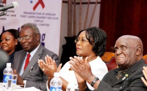 Maureen Mwanawasa, Health minister Dr Joseph Kasonde, First Lady Dr Christine Kaseba and Dr Kaunda during the stakeholders’ Conference -Picture by THOMAS NSAMA.jpg