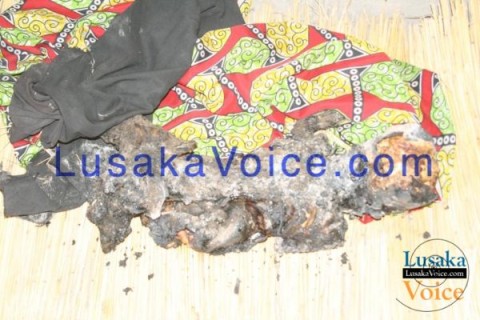 Remains of a five year old boy whose mother set the house ablaze in Shangombo District of Western Province after she returned from a drinking spree. -  Lusakavoice.com