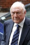 Stuart Hall arriving at Preston Crown Court where he was jailed for sexually abusing 13 victims