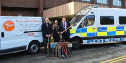 Detective Chief Inspector Bernie Morgan (right) presented the tools to Martin Griffiths and Alan Cribb of TWAM.jpg