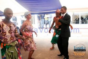 Like always Youth and Sports Deputy Minister Steven Masumba could not resist dancing after he presented youth grants and loan cheques to 41 youths groups in Mongu, Western Province