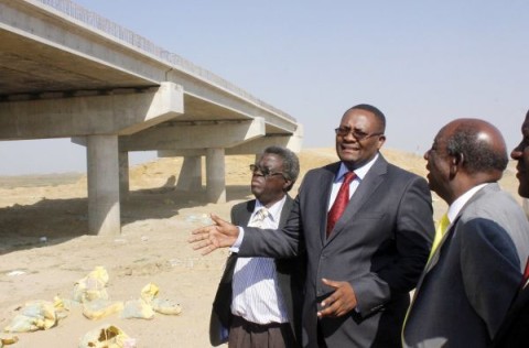 Mongu- Kalabo Road bridge Alexander Chikwanda (right) and former Western Province Permanent Secretary Emmanuel Mwamba inspecting works on the Mongu- Kalabo Road bridge. On the left is Patriotic Front provincial Chairman Kenneth Namutulo