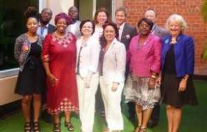 PCB Delegation in Lusaka. From left to right: Ms Ebony Johnson (NGO Delegation), Dr Tapuwa Magure (Zimbabwe), Ms Sheila Tlou (UNAIDS), Mr Joel Nana (NGO Delegation), Ms Joanna Glazewska (Poland), Ms Helen Frary (UNAIDS), Ms Cristina Raposo (Brazil), Mr Morten Ussing (UNAIDS), Ms Fenande Mvila (Congo), Mr Alastair Mckenzie (Australia), Ms Jan Beagle (UNAIDS).