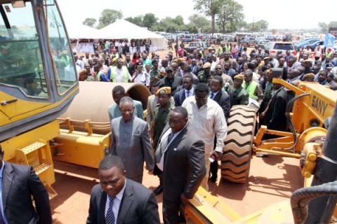 President Sata at Mindolo High School after he launched the construction of Kitwe- Chingola Dual Carriageway -Picture by EDDIE MWANALEZA