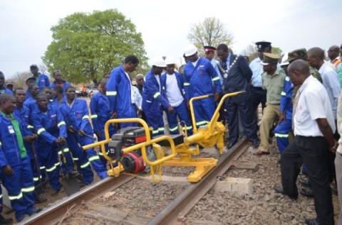 Zambia Railways workers in action during the commencement of the truck rehabilitation programme in Livingstone