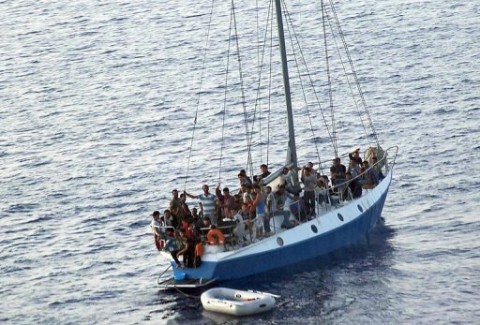 An earlier boatload of migrants rescued by the Italian Coast Guard