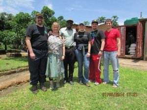 Toby and Cherie Curtis, Pastor Chanda, Carrie and Isaac Curtis and Ryan Krzeszewski standing together in Zambia. Submitted by Carrie Curtis