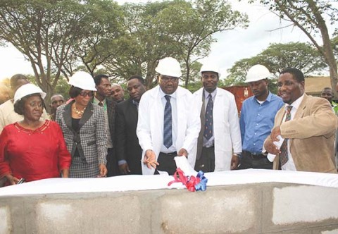 DEPUTY Health Minister Chitalu Chilufya (middle) unveiling the foundation for the construction of the first district hosiptal in Kazungula. – Picture by NANCY MWAPE. DEPUTY Health Minister Chitalu Chilufya (middle) unveiling the foundation for the construction of the first district hosiptal in Kazungula. – Picture by NANCY MWAPE.