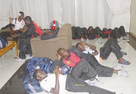 KAMPALA City Council Authority players relaxing in the lobby at Kenneth Kaunda International Airport in Lusaka on Wednesday. – Picture by CHANDA MWENYA. KAMPALA City Council Authority players relaxing in the lobby at Kenneth Kaunda International Airport in Lusaka on Wednesday. – Picture by CHANDA MWENYA.