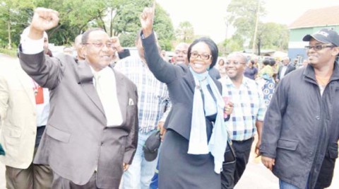 KASAMA Member of Parliament Geoffrey Mwamba accompanied by his wife Chama and a sympathiser leave Woodlands Police Station in Lusaka where Mr Mwamba was interviewed on some alleged offences. Picture by CLEVER ZULU KASAMA Member of Parliament Geoffrey Mwamba accompanied by his wife Chama and a sympathiser leave Woodlands Police Station in Lusaka where Mr Mwamba was interviewed on some alleged offences. Picture by CLEVER ZULU