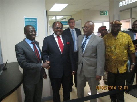 L-R FNB Chipata branch manager- Thomas Phiri, BOZ Governor- Dr. Gondwe, FNB Chariman-Renatus Mushinge, Chief Madizmwe