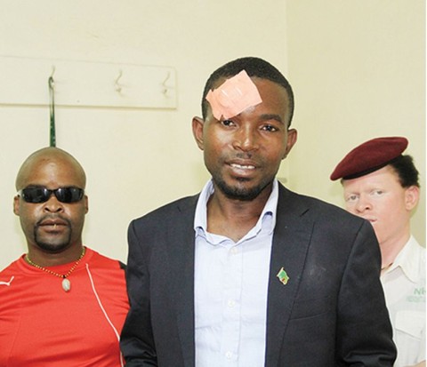 NEW revolution Party president Cosmos Mumba with his bodyguards.