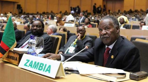 President Michael Sata addresses the African Union Summit in Addis Ababa yesterday. Picture by EDDIE MWANALEZA – State House President Michael Sata addresses the African Union Summit in Addis Ababa yesterday. Picture by EDDIE MWANALEZA – State House