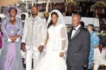President Sata with First Lady Dr Christine Kaseba (l) during the wedding ceremony of Bona Mugabe (second from right), Daughter to Robert Mugabe , President of the Republic of Zimbabwe and her husband Simba in Harare,