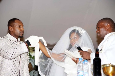 Simba Chikore with Bona Mugabe, Daughter to Robert Mugabe , President of the Republic of Zimbabwe during their wedding Ceremony in Harare