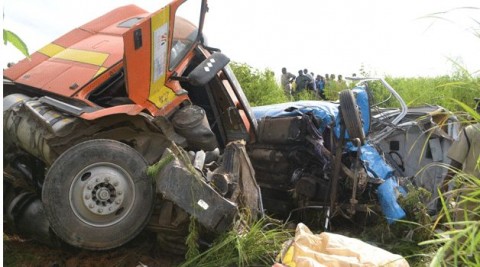 THIRTEEN people died in a road traffic accident involving a Rosa minibus and a truck along the Kitwe-Ndola dual carriageway March 11, 2014..