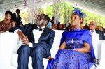 Zimbabwean President Robert Mugabe and First Lady Grace Mugabe during the wedding ceremony of their daughter Bona Mugabe and her husband Simba at their residence in Harare, Zimbabwe on March 1,2014