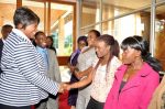 UNZA student Tilolele Mwanza greets First Lady Dr Christine Kaseba Sata when she arrived at Mulungushi International Conference Centre for the First Lady’s Youth Mentorship Programme