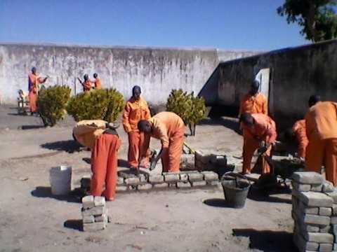 Prisoners practicing brick laying and plastering in Maximum Security Prison