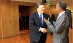 Sata Shakes hands with Sata with  Mr. Jose Manuel Barroso, President of the European Commission at Berlaymont Building in Brussels