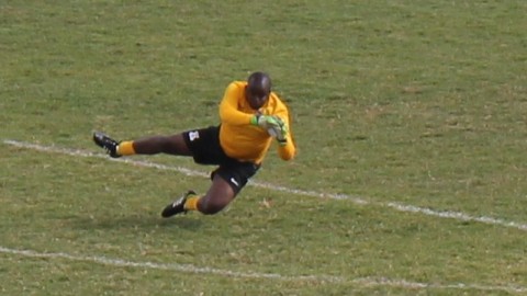 The substitute goalkeeper sent the crowd wild with his antics and he decided to warm-up on the pitch diving on his sides when the ball was in the other half before he conceded 4 goals