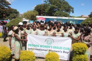 Zambia Prisons Service Women`s Eagle Club pose for a photo during the women`s day celebratio
