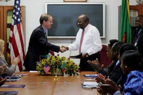 Alexander Chikwanda and the US Embassy Embassy Charge d'Affaires, David Young exchanged letters to signal the Entry into Force (EIF) of LWSSDP.