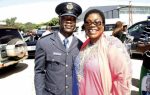 FORMER First Lady Vera Chiluba with her son Frederick Chiluba junior after a pass-out parade at Zambia Air Force base in Livingstone yesterday.- Picture by MACKSON WASAMUNU